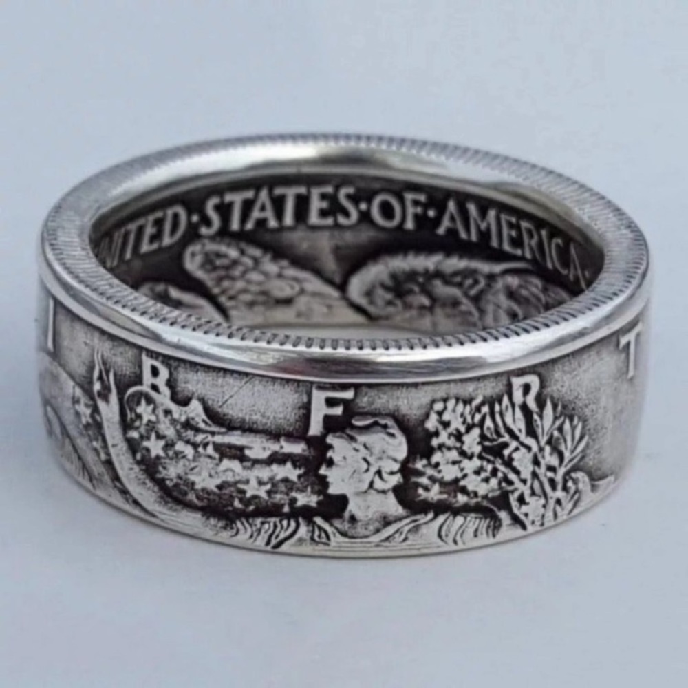 Pewter Vintage Style Morgen Half Dollar Ring Size 10 - Picture 5 of 5